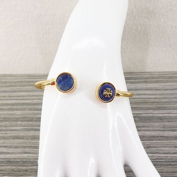 Tory Burch Kira Mother of Pearl Logo Cuff Bracelet Blue OS - Picture 5 of 14